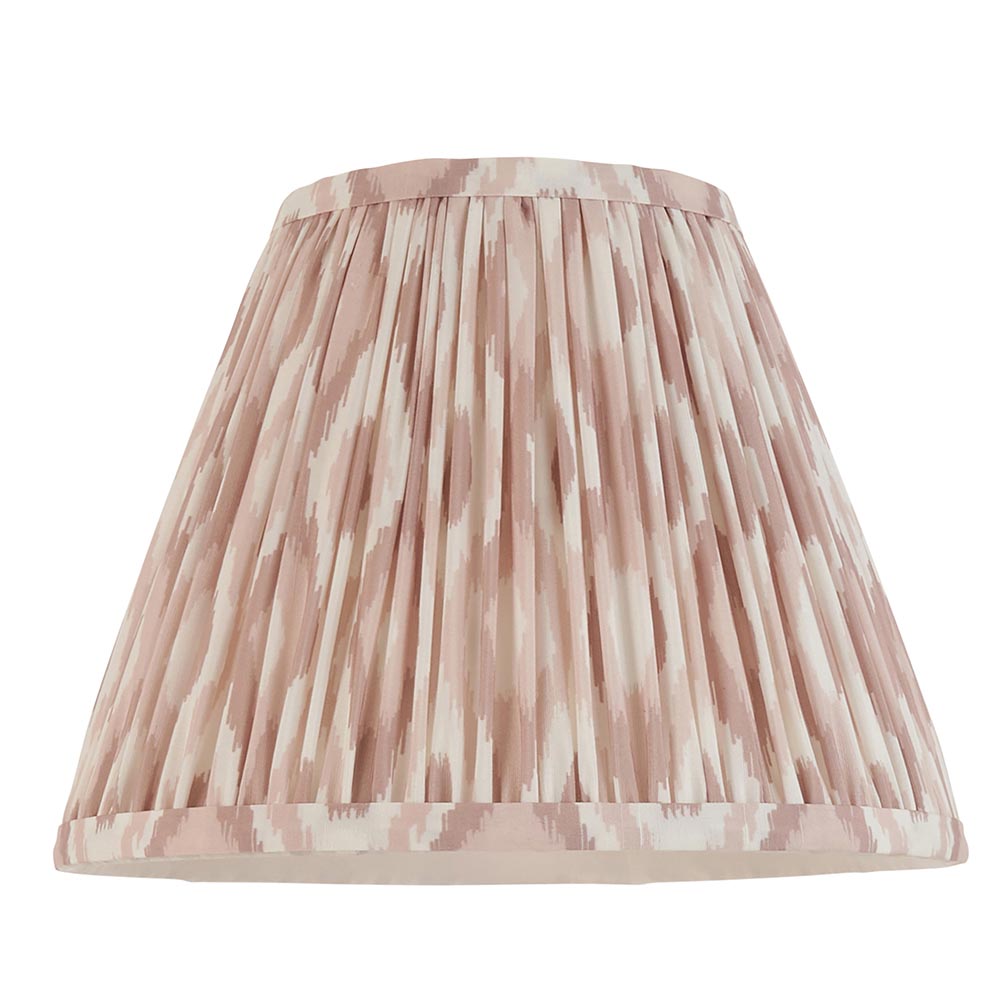 Carlworth Ikat Table Lamp II with pleated Ikat-patterned fabric shade in almond and neutral tones, shown on a plain white background.