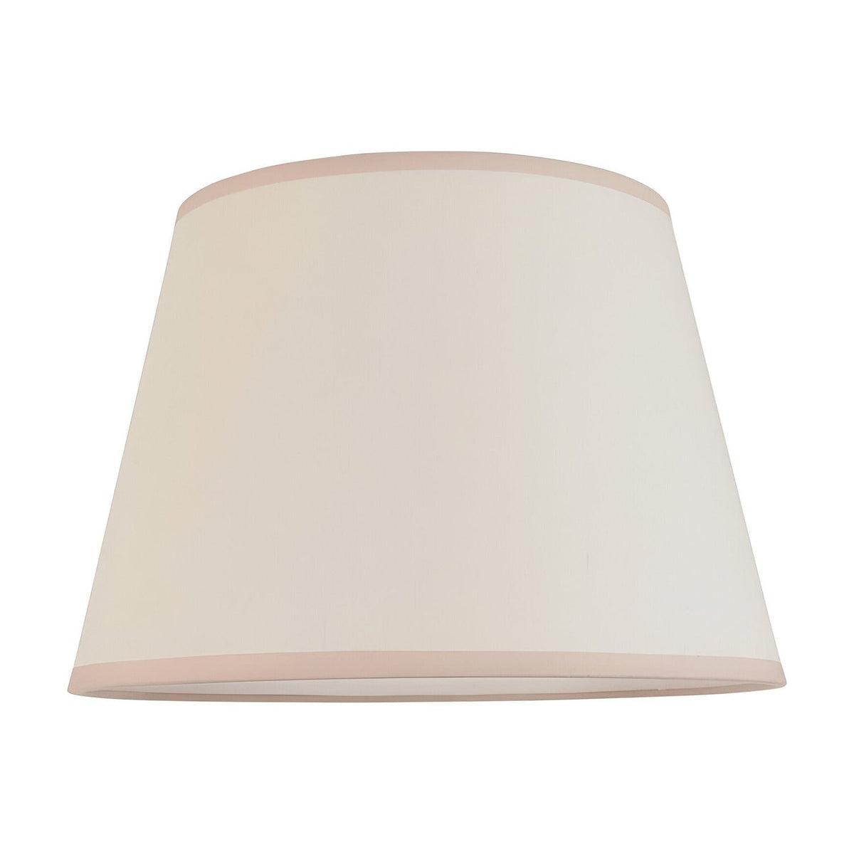 Endon Amberley Ivy tapered table lamp shade in vintage white cotton-mix fabric with almond white taped edges, shown on a plain white background.