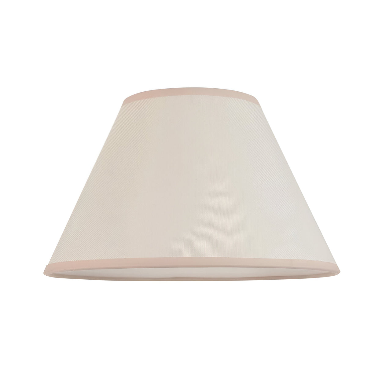 Carlstead Ivy Table Lamp shade in vintage white cotton-mix fabric with almond trim, shown alone against a plain white background.