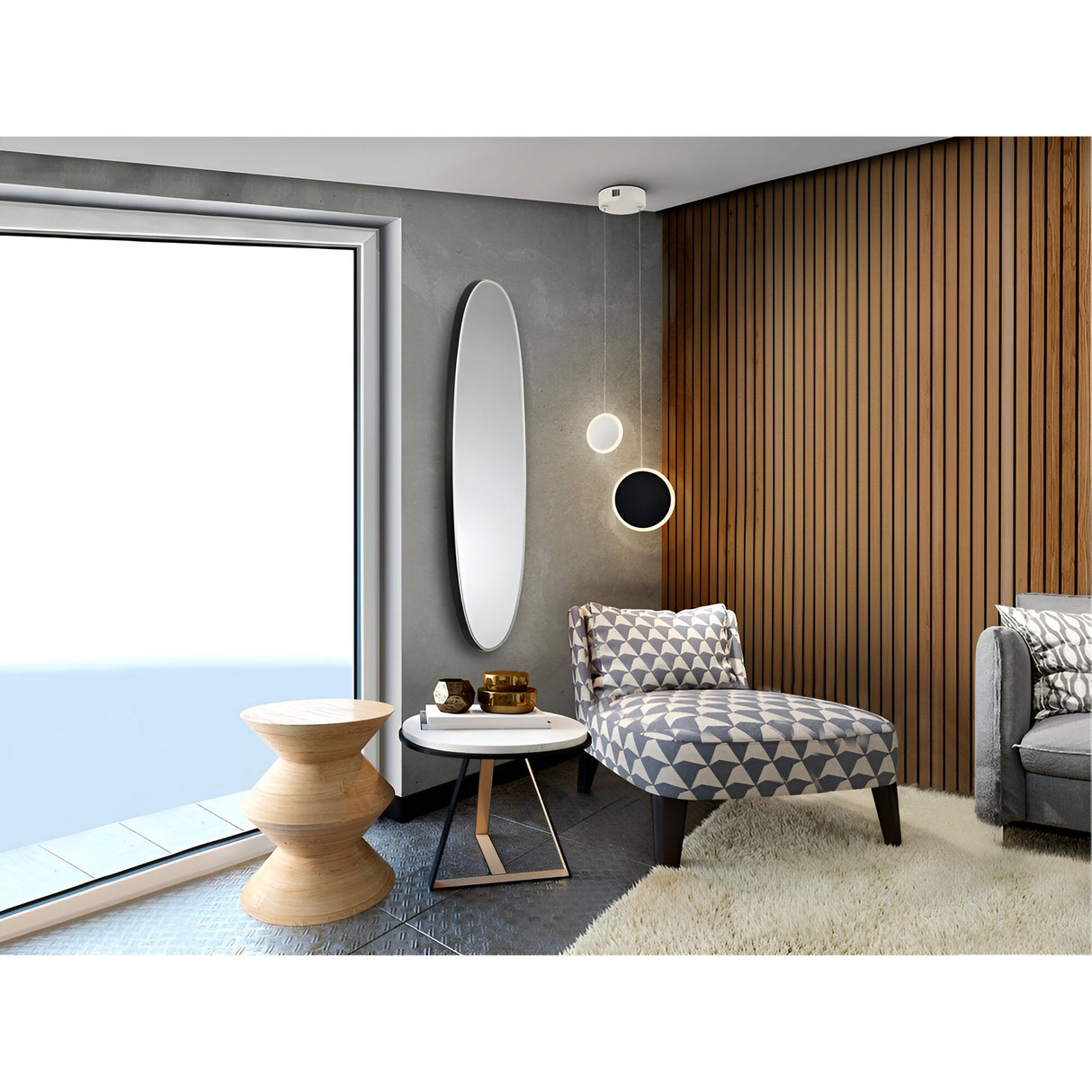 Aries Oval Wall Mirror Black – 136x36cm