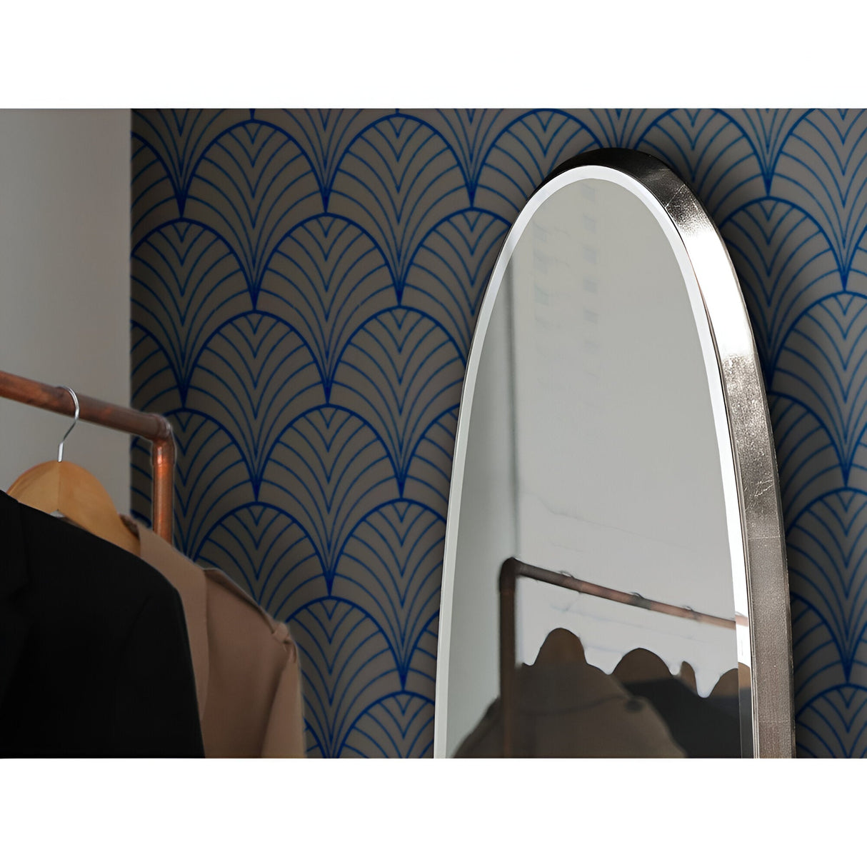 Aries Oval Wall Mirror Silver – 136x36cm