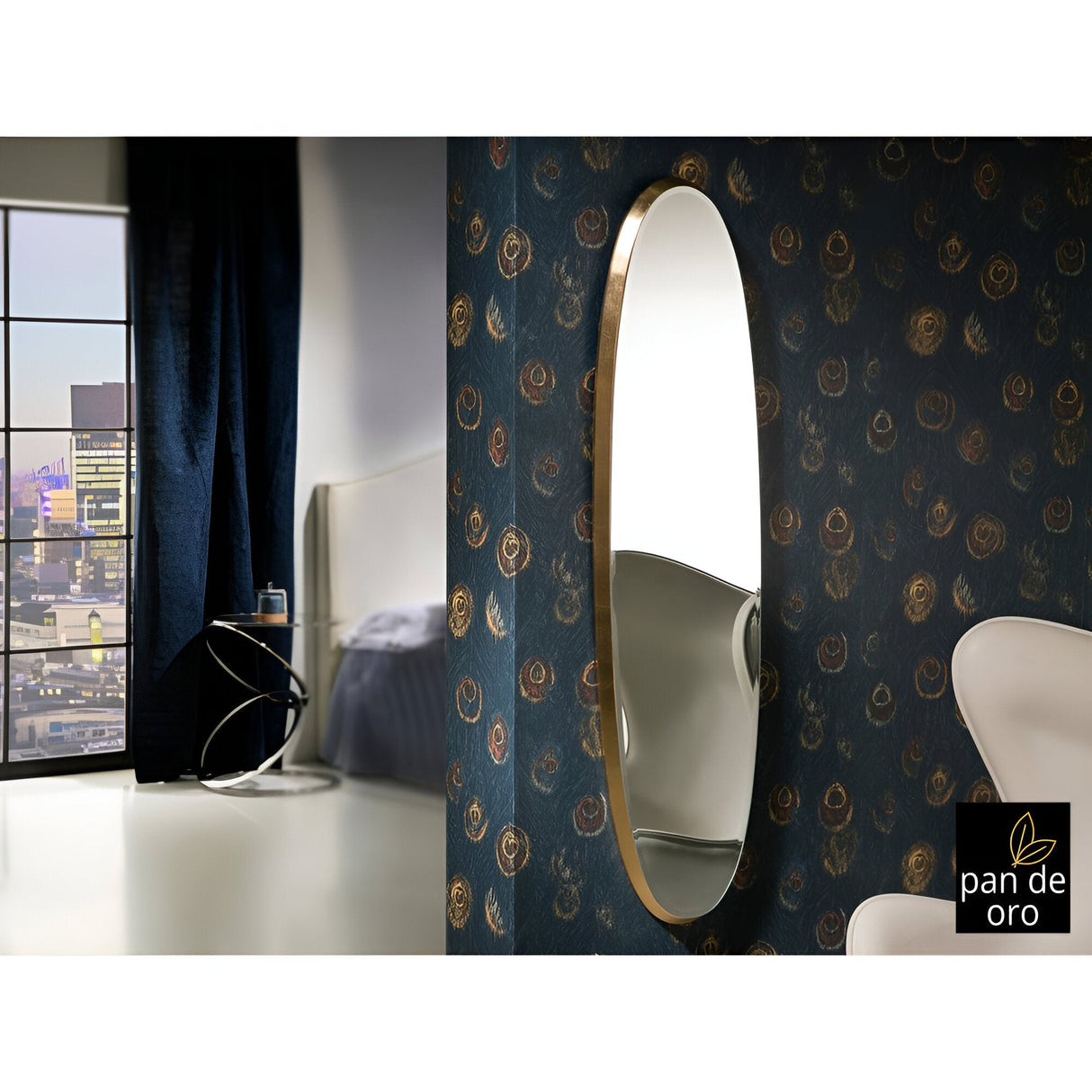 Aries Oval Wall Mirror Gold – 136x36cm