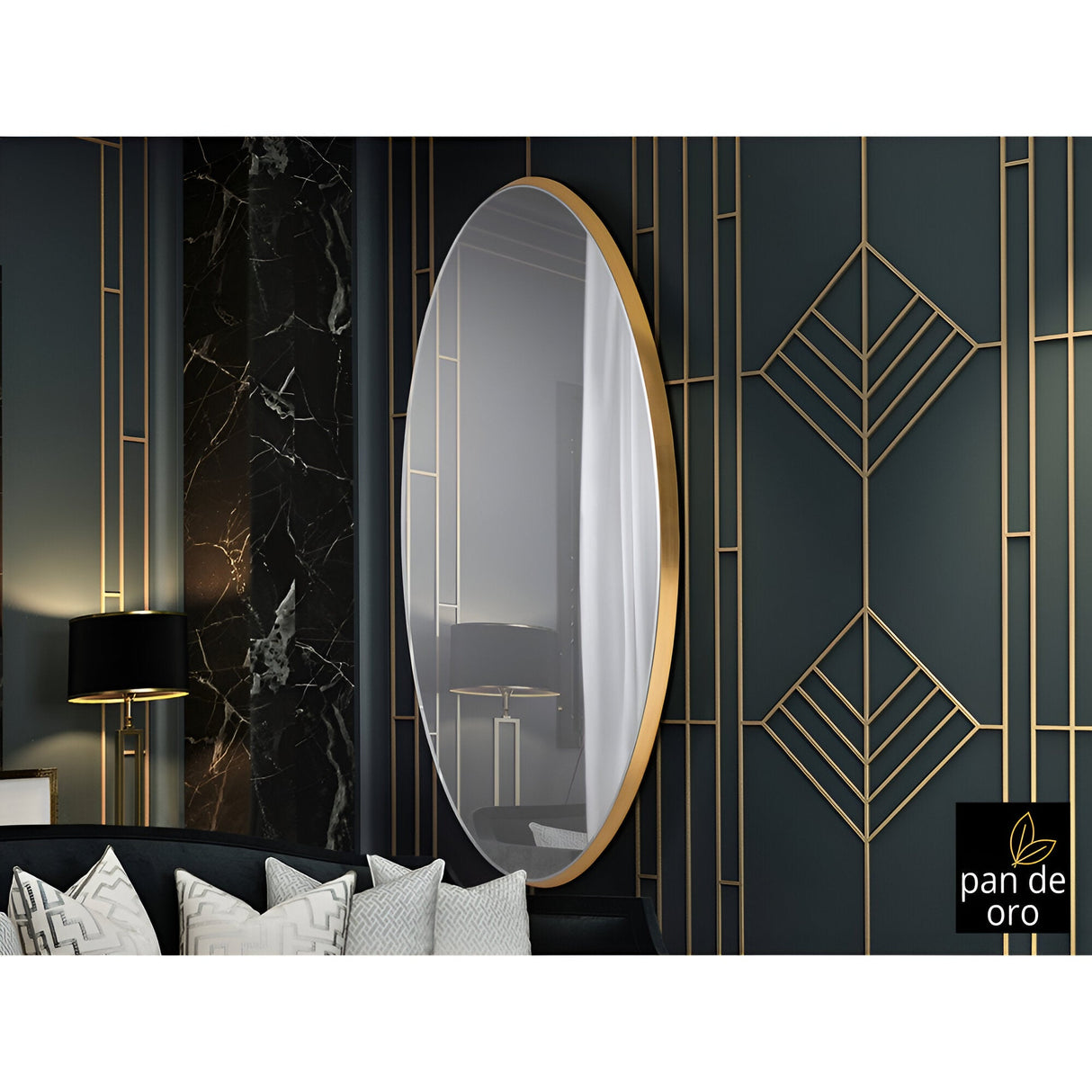 Aries Oval Wall Mirror Gold – 173x83cm