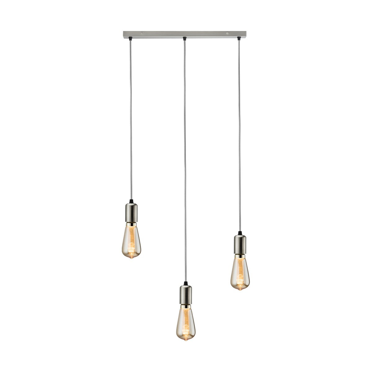 CALLA - 230V E27 Contemporary 3 Light Bar Pendant - Brushed Chrome
