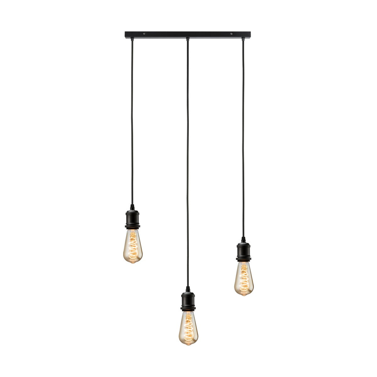 CALLA - 230V E27 Vintage 3 Light Bar Pendant - Matt Black