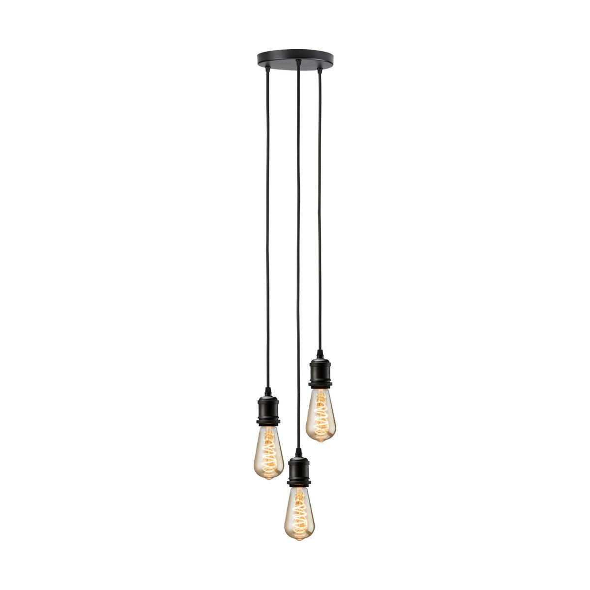CALLA - 230V E27 Vintage 3 Light Pendant - Matt Black