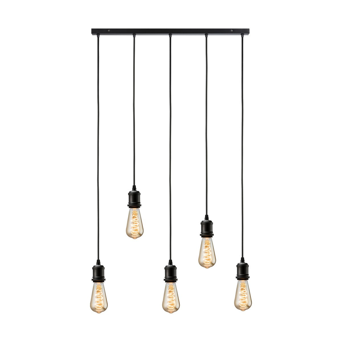 CALLA - 230V E27 Vintage 5 Light Bar Pendant - Matt Black
