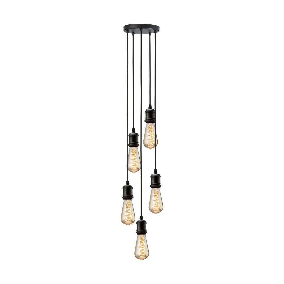CALLA - 230V E27 Vintage 5 Light Pendant - Matt Black