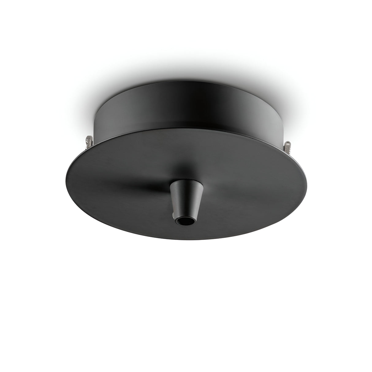 The Glacia 1 Light Standard Canopy, in its cylindrical form and mounted on the ceiling, radiates elegance through its minimalist design. This pendant light features a sleek, modern look accentuated by a cone-shaped central element. Its smooth matte black finish enhances the contemporary vibe, making it an ideal choice for a modern lighting setup.