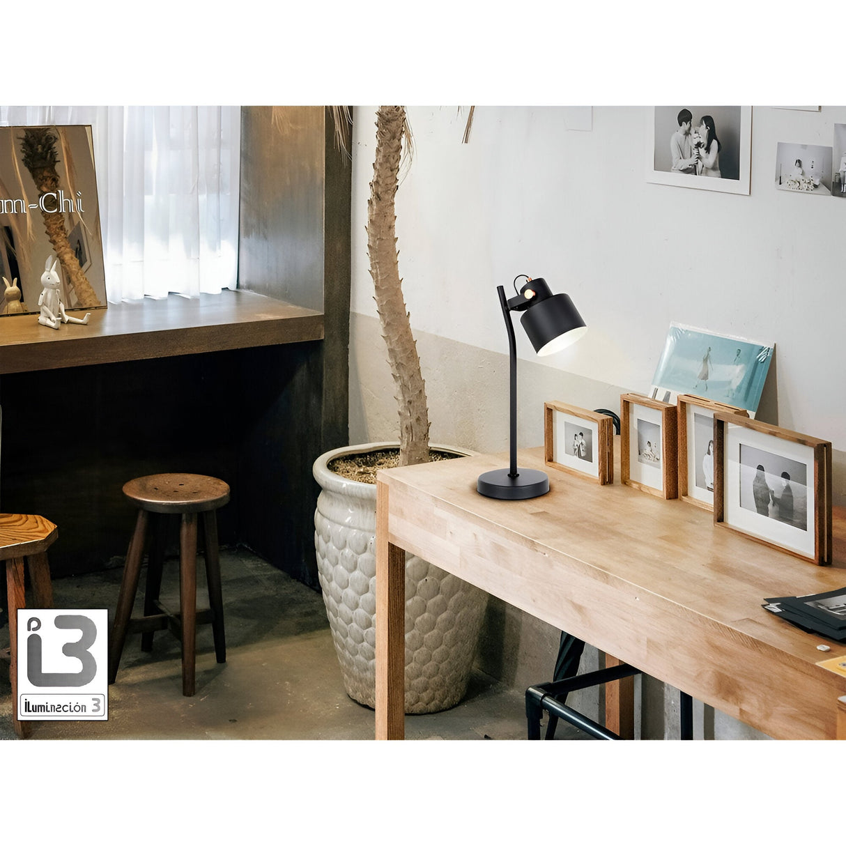 Erika Table Lamp - Matte Black/Satin Copper