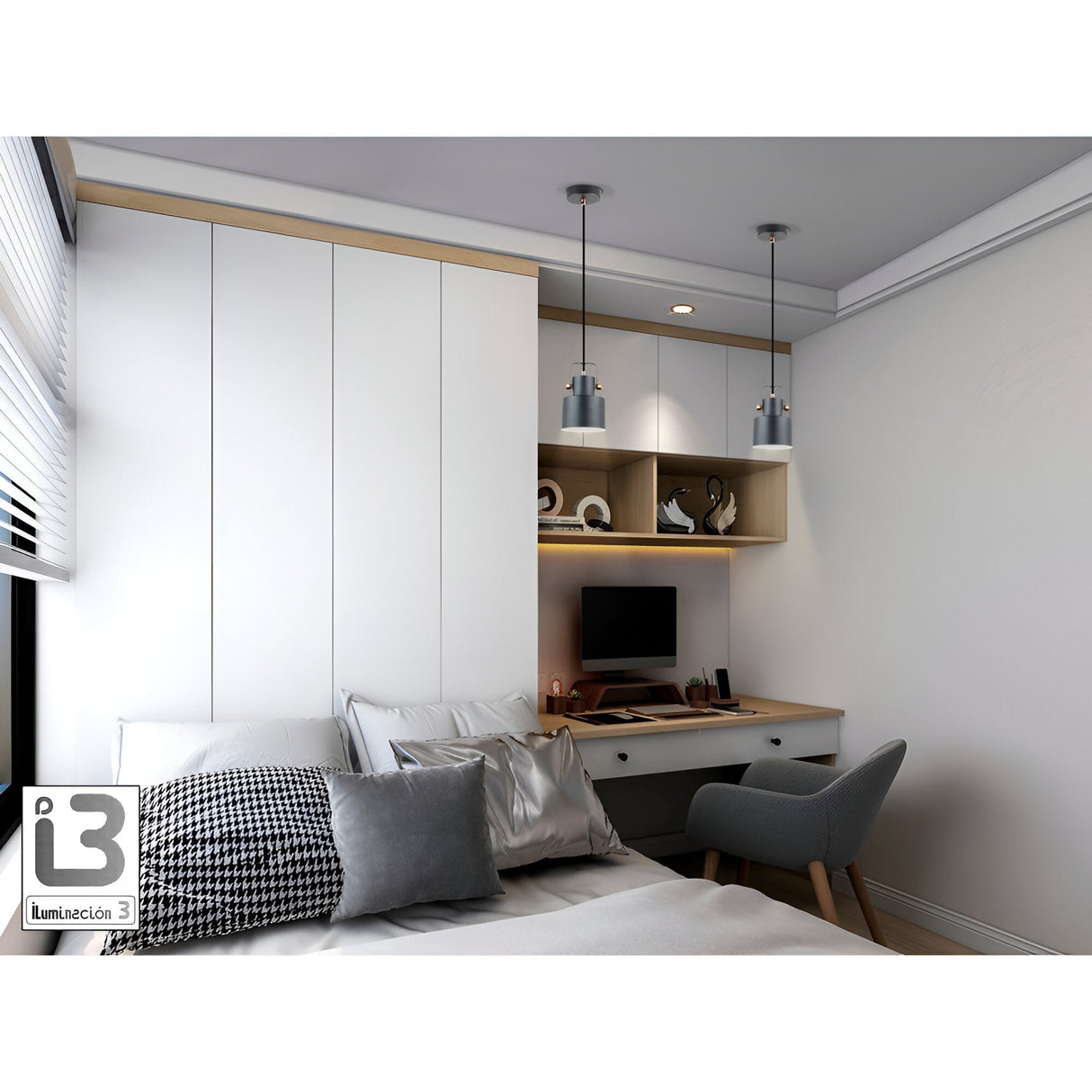 Erika 1 Light Pendant - Matte Black/Satin Copper