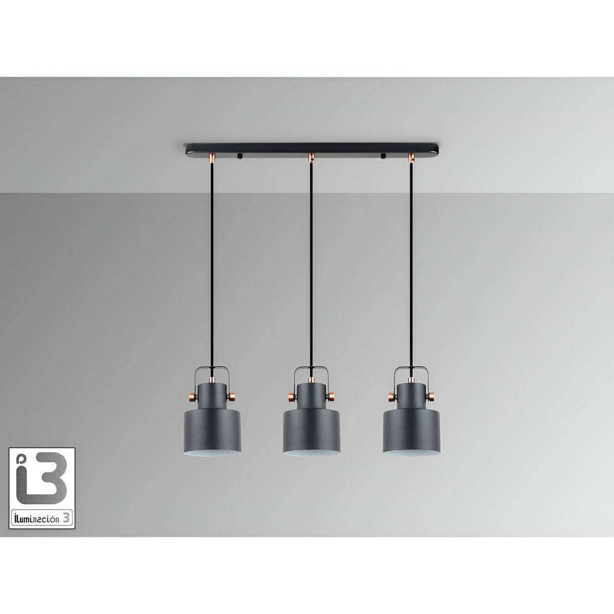 I3-Erika 3 Light Bar Pendant - Matte Black/Satin Copper
