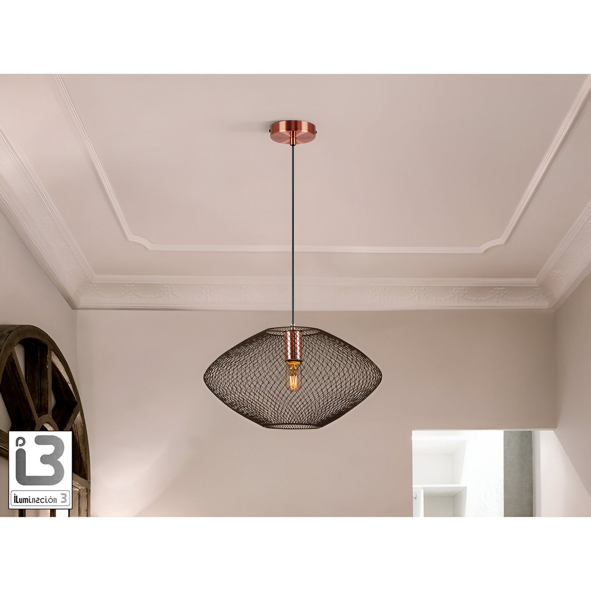 Melany 1 Light Pendant - Black/Copper