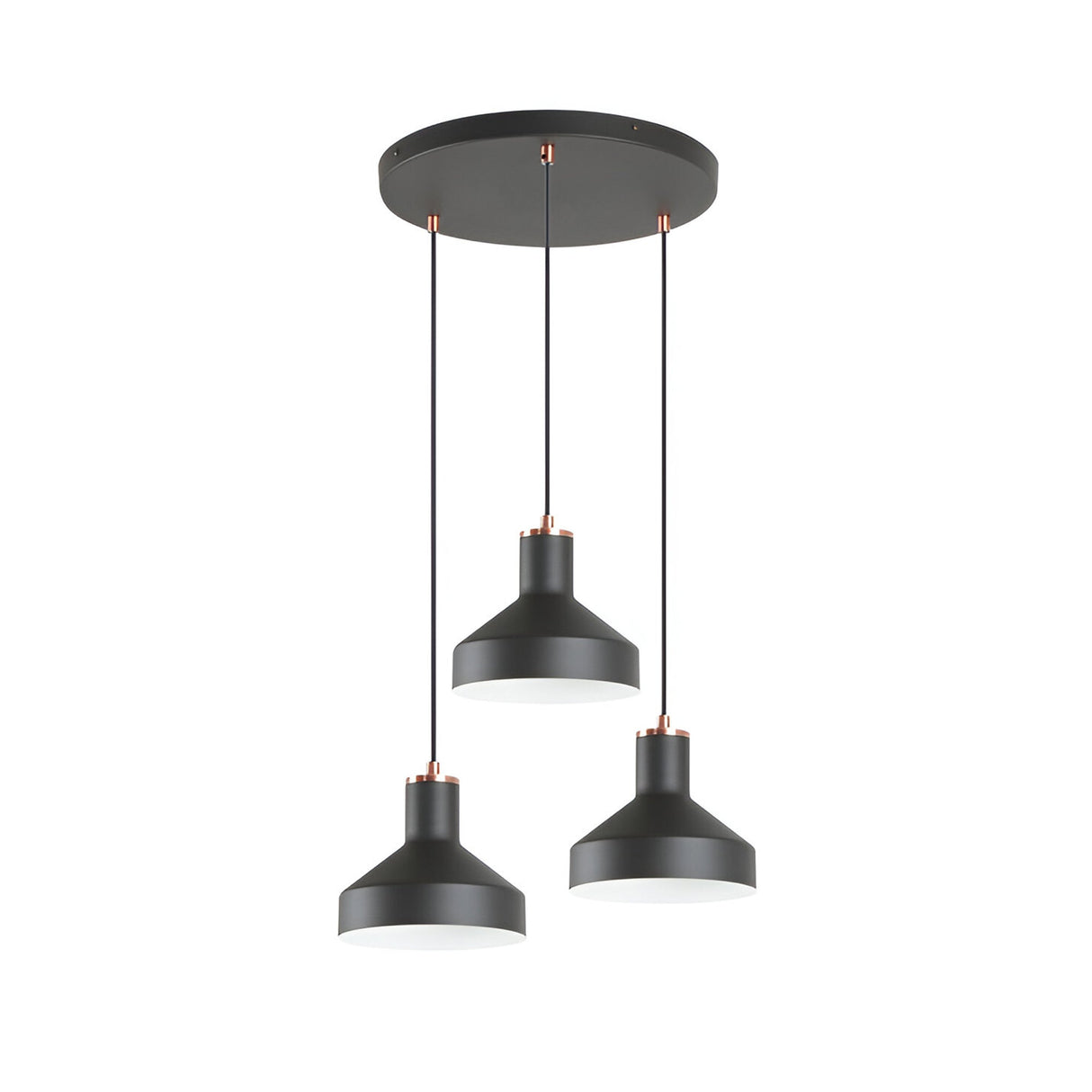 I3 - Irias 3 Light Cluster Pendant Light - Matte Black/Copper