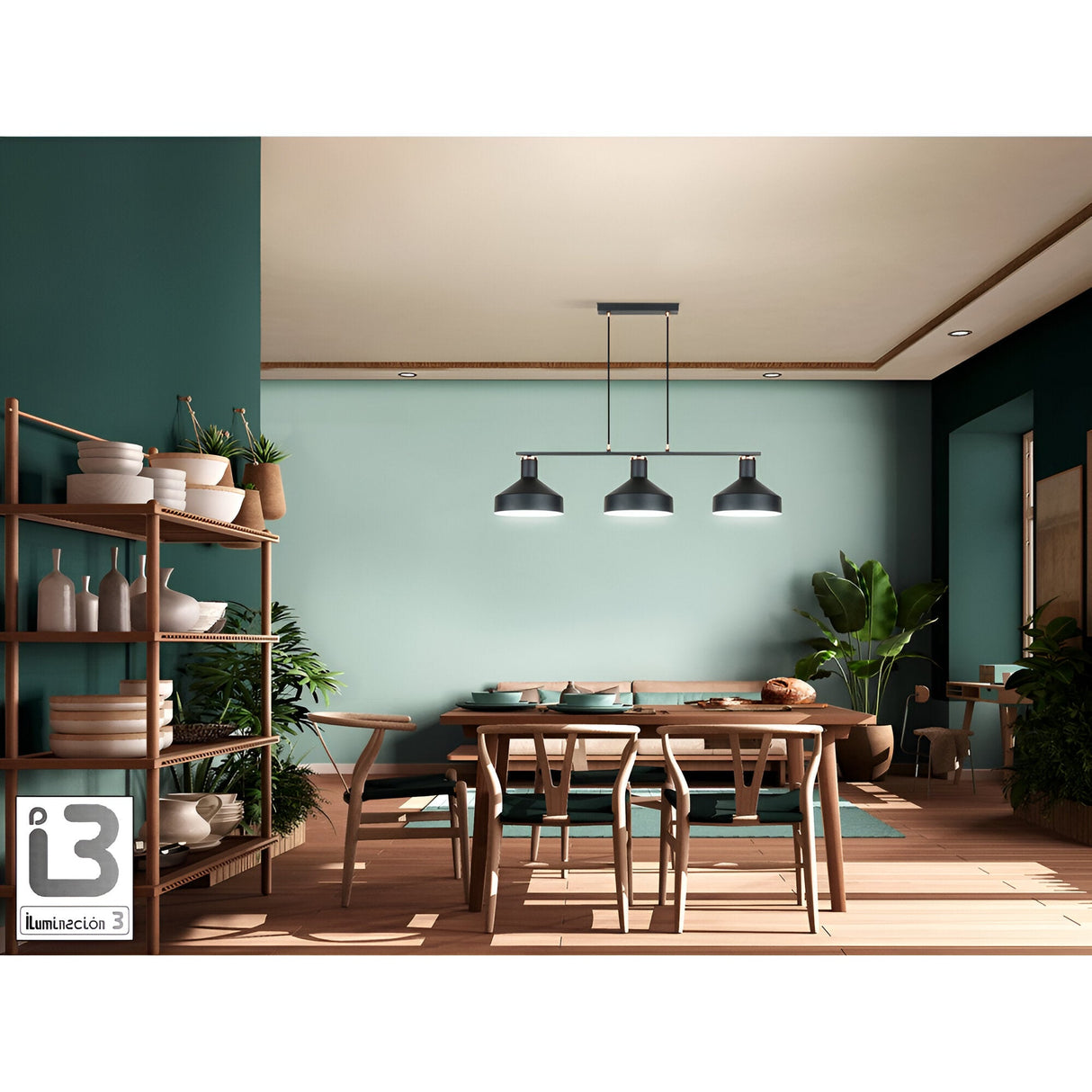 I3 - Irias 3 Light Island Suspension - Black/Copper