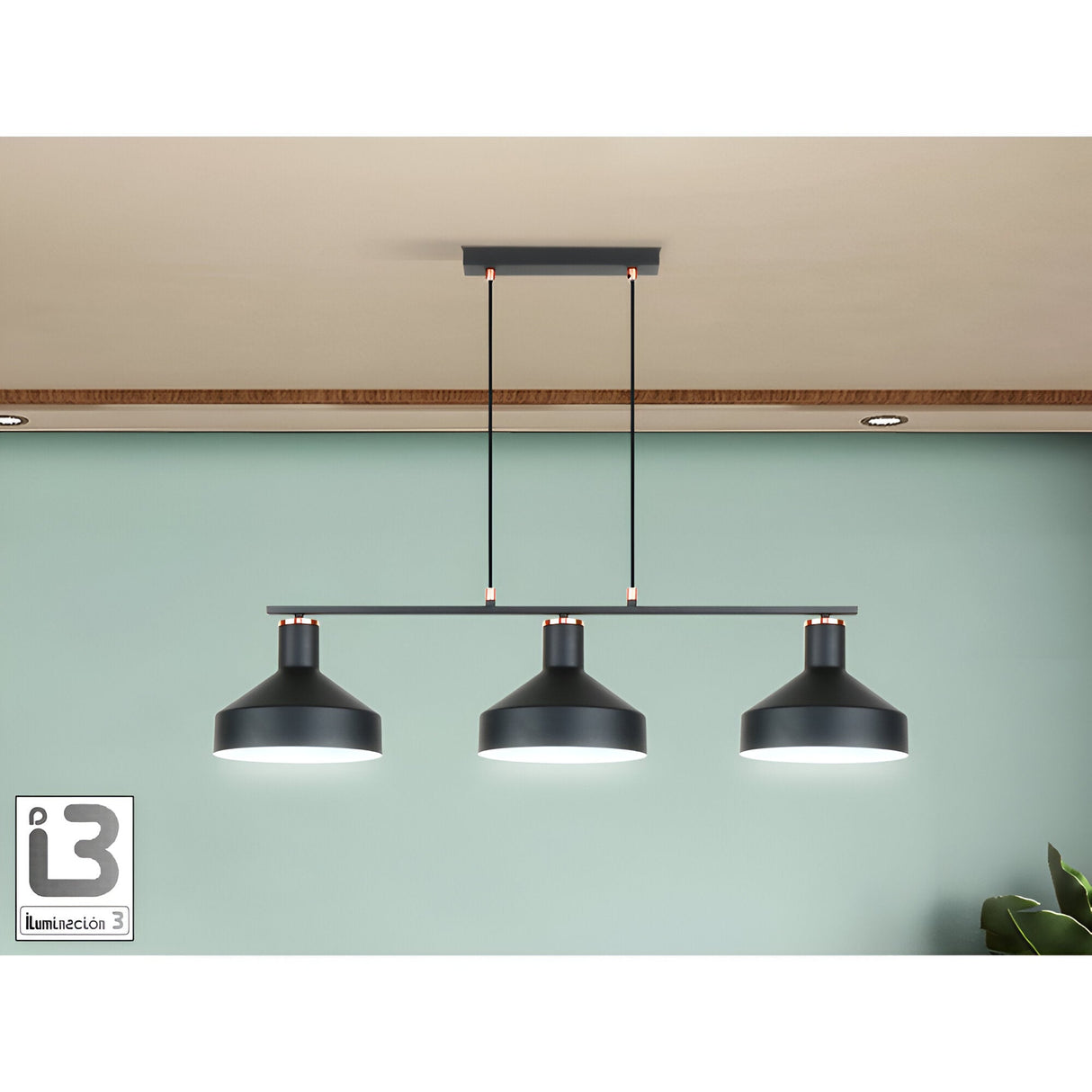 I3 - Irias 3 Light Island Suspension - Black/Copper