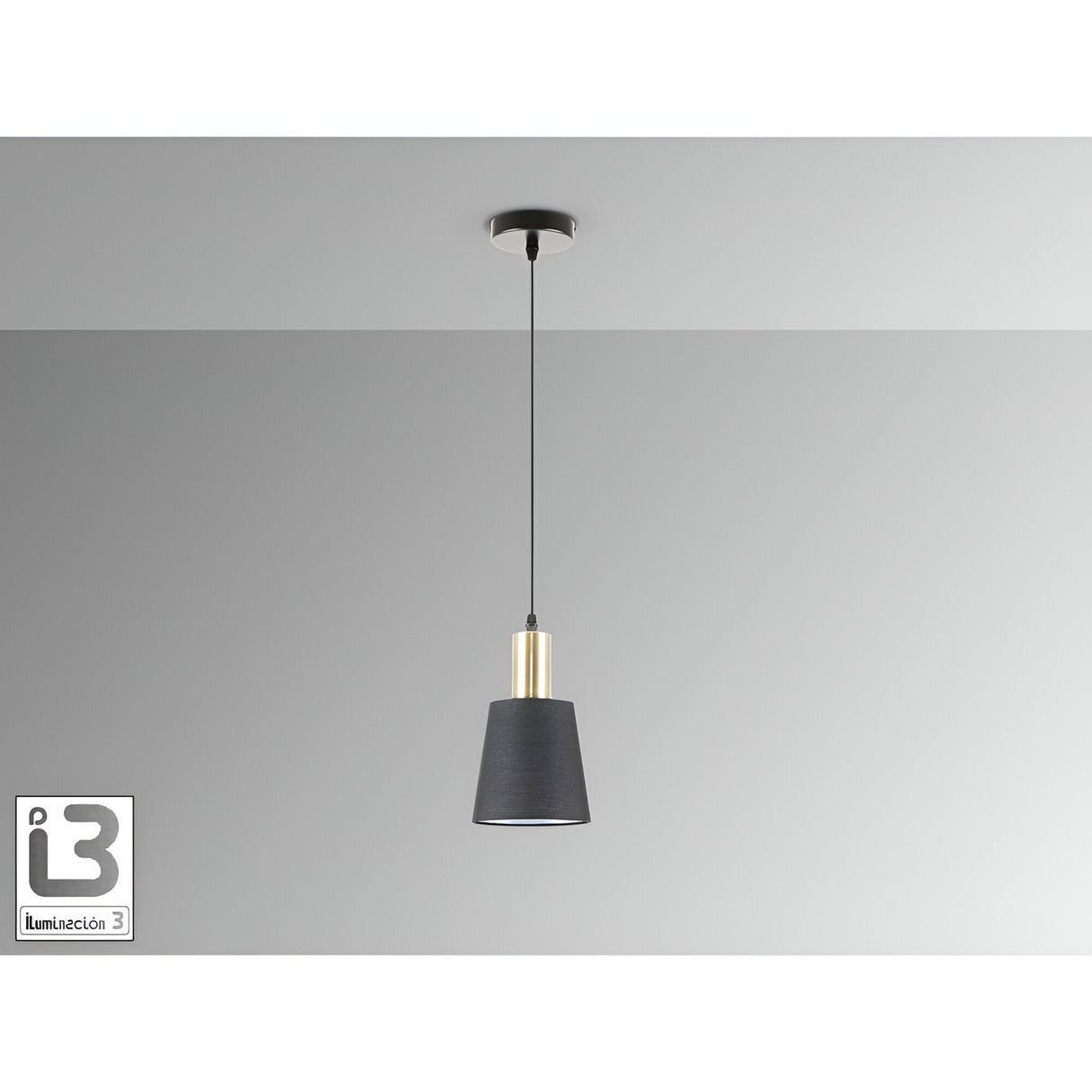 Gisela 1 Light Pendant - Matte Black/Satin Brass