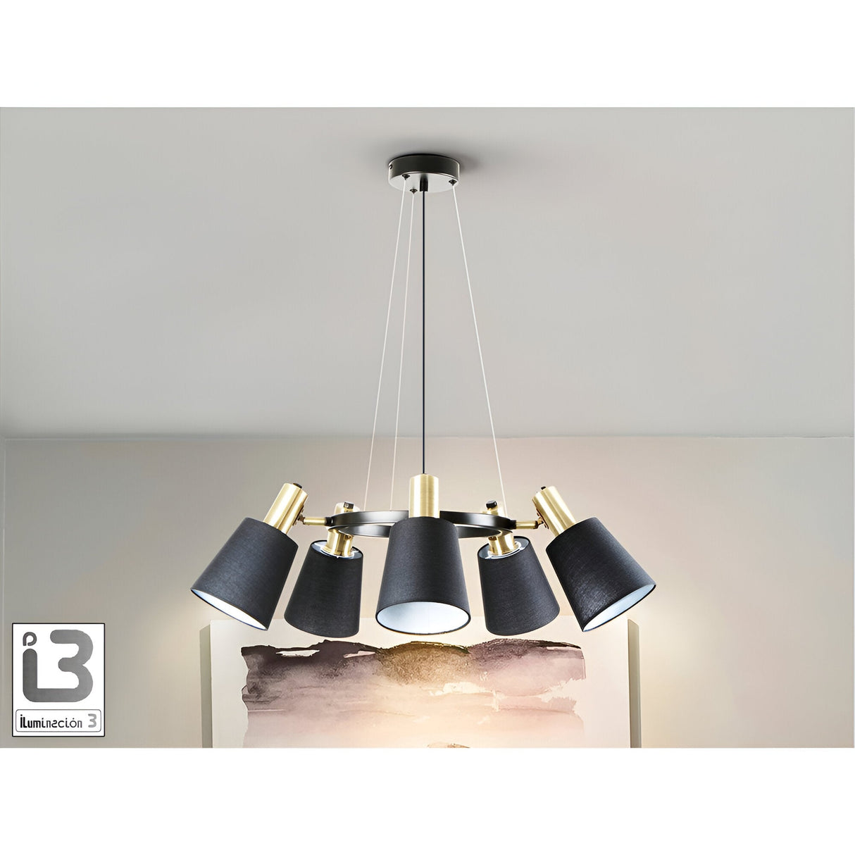 I3 - Gisela 5 Light Circular Suspension - Black