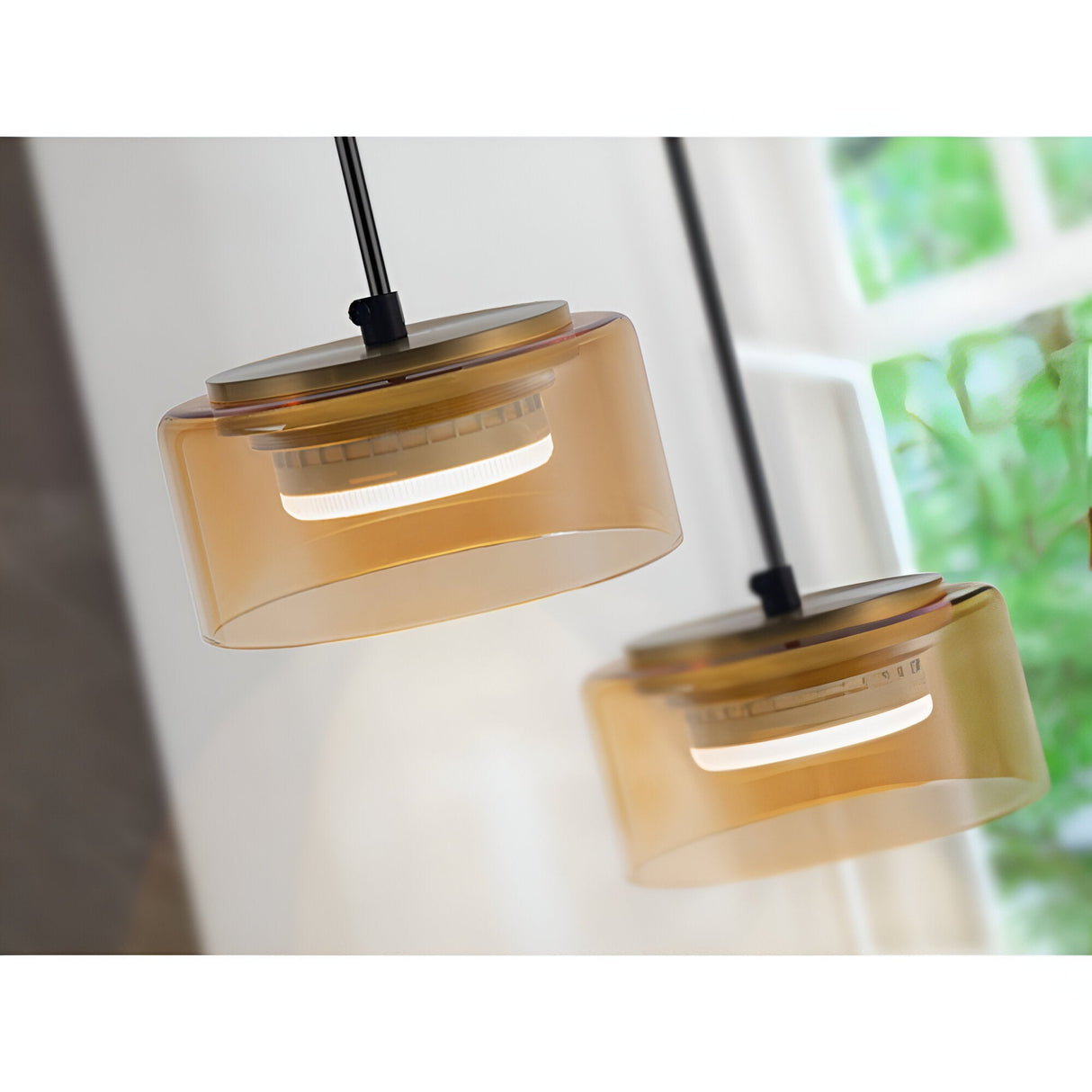 Olaia Single Pendant Light - Matte Black/Amber