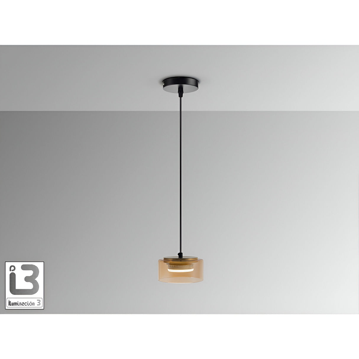 Olaia Single Pendant Light - Matte Black/Amber