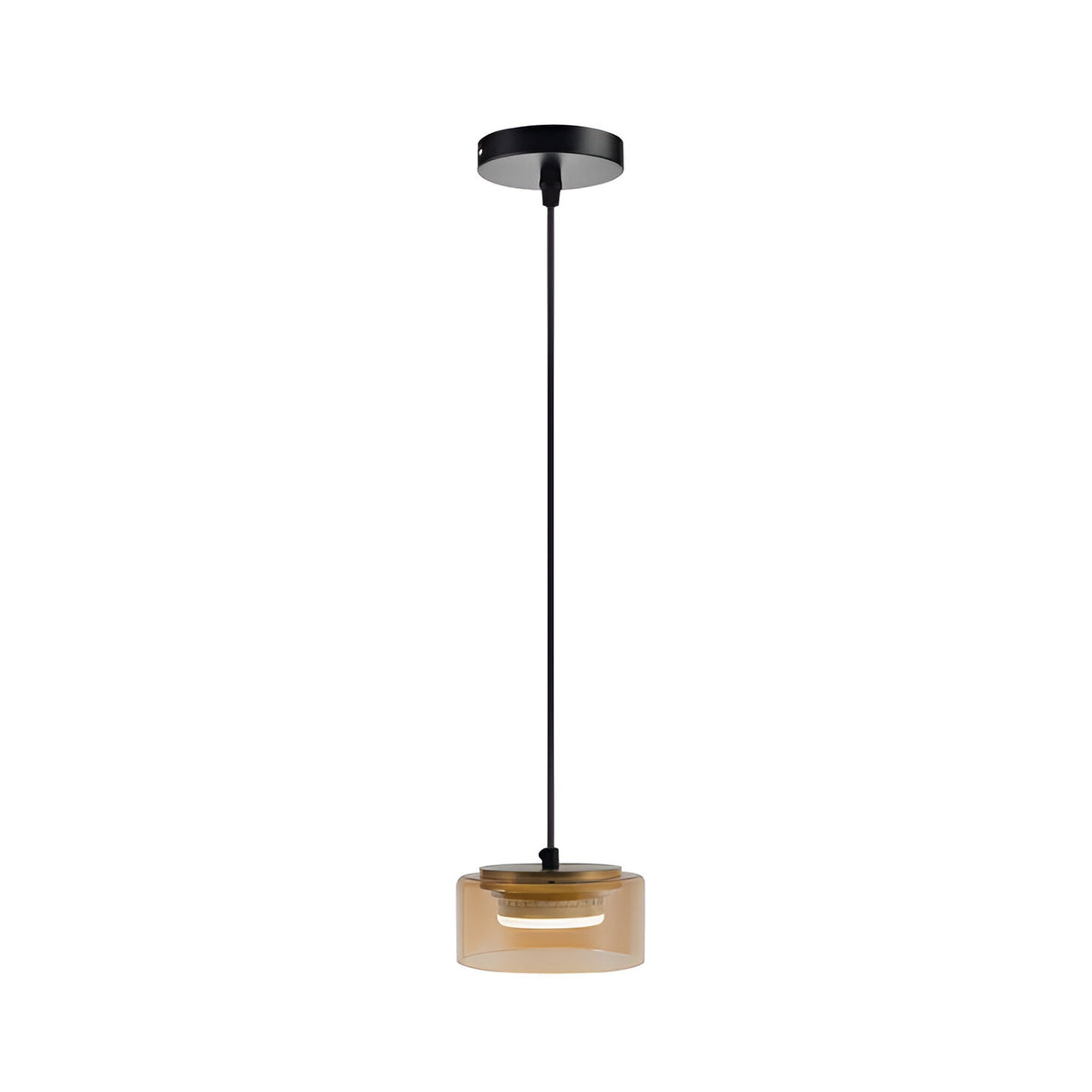 Olaia Single Pendant Light - Matte Black/Amber