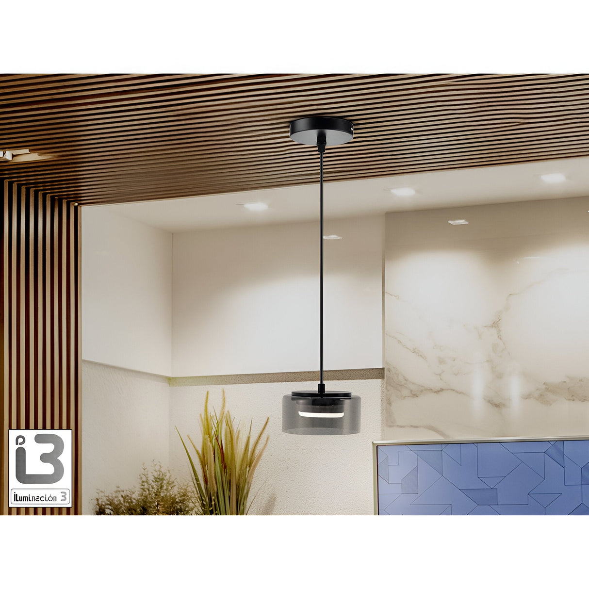 Olaia Single Pendant Light - Smoked Black