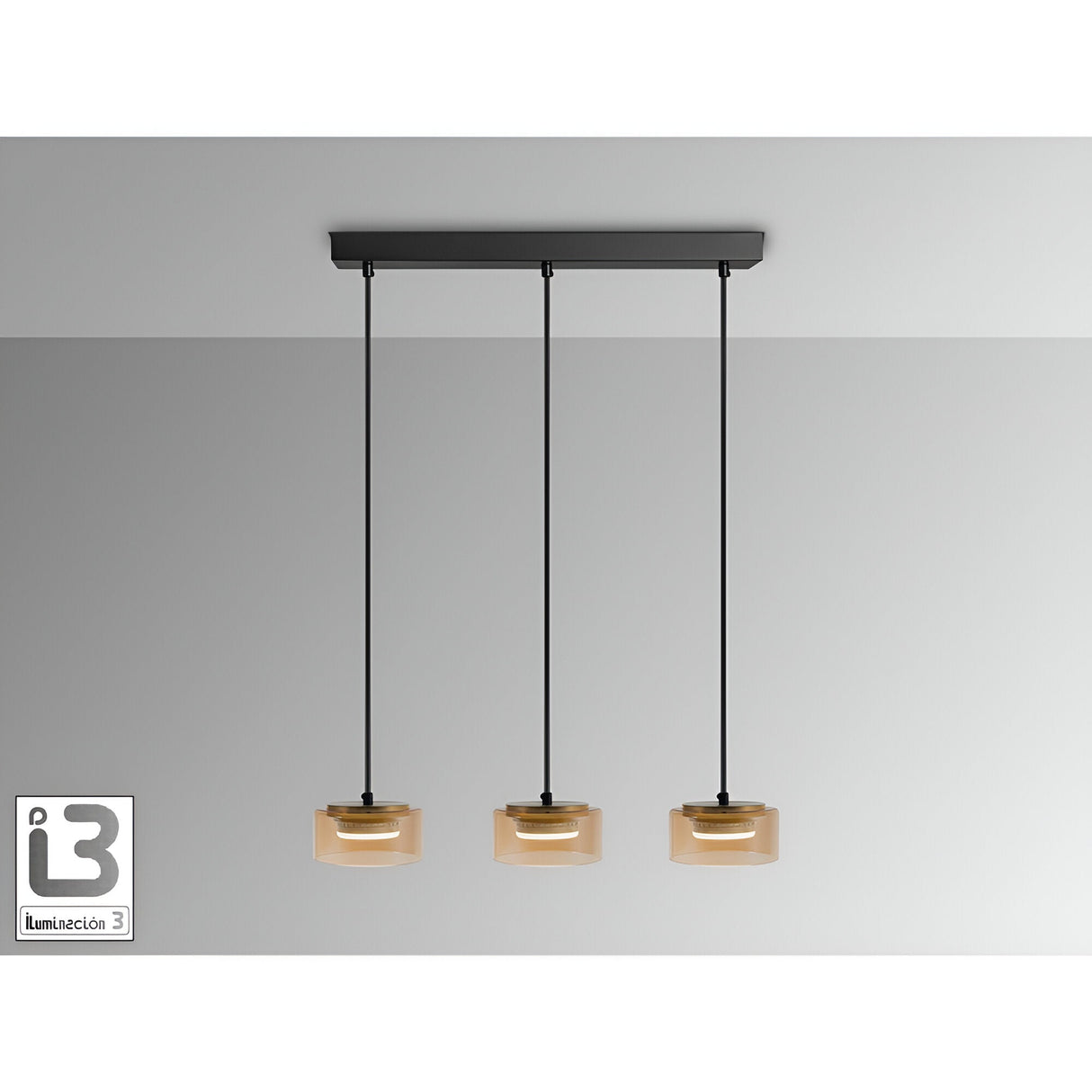 I3 - Olaia 5 Light Glass Bar Pendant - Matte Black/Amber
