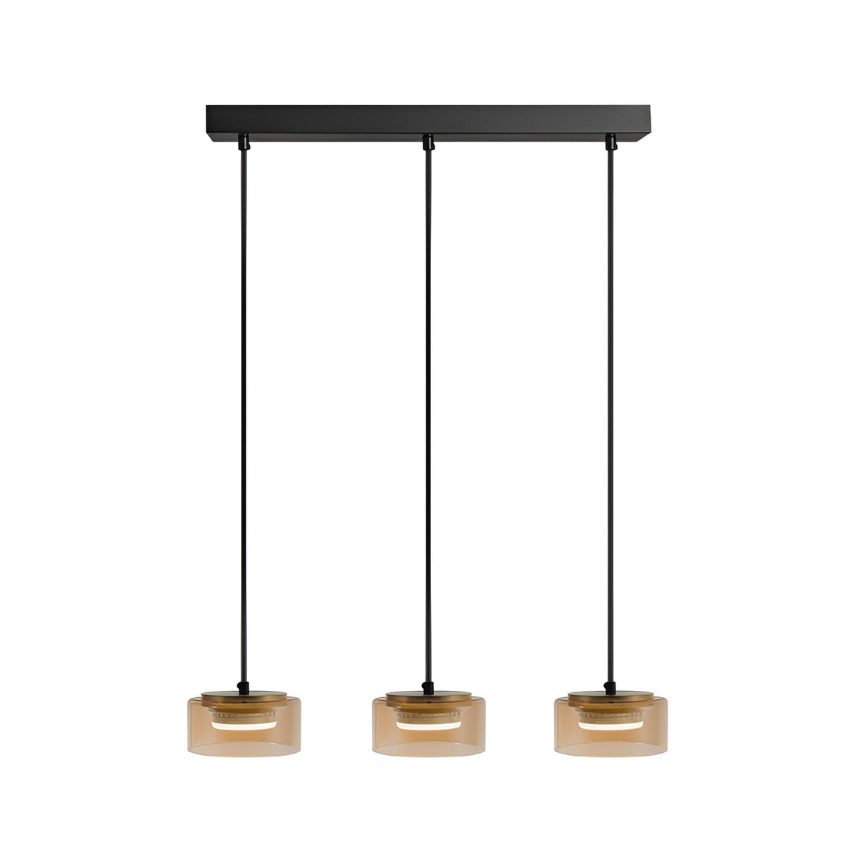 I3 - Olaia 5 Light Glass Bar Pendant - Matte Black/Amber