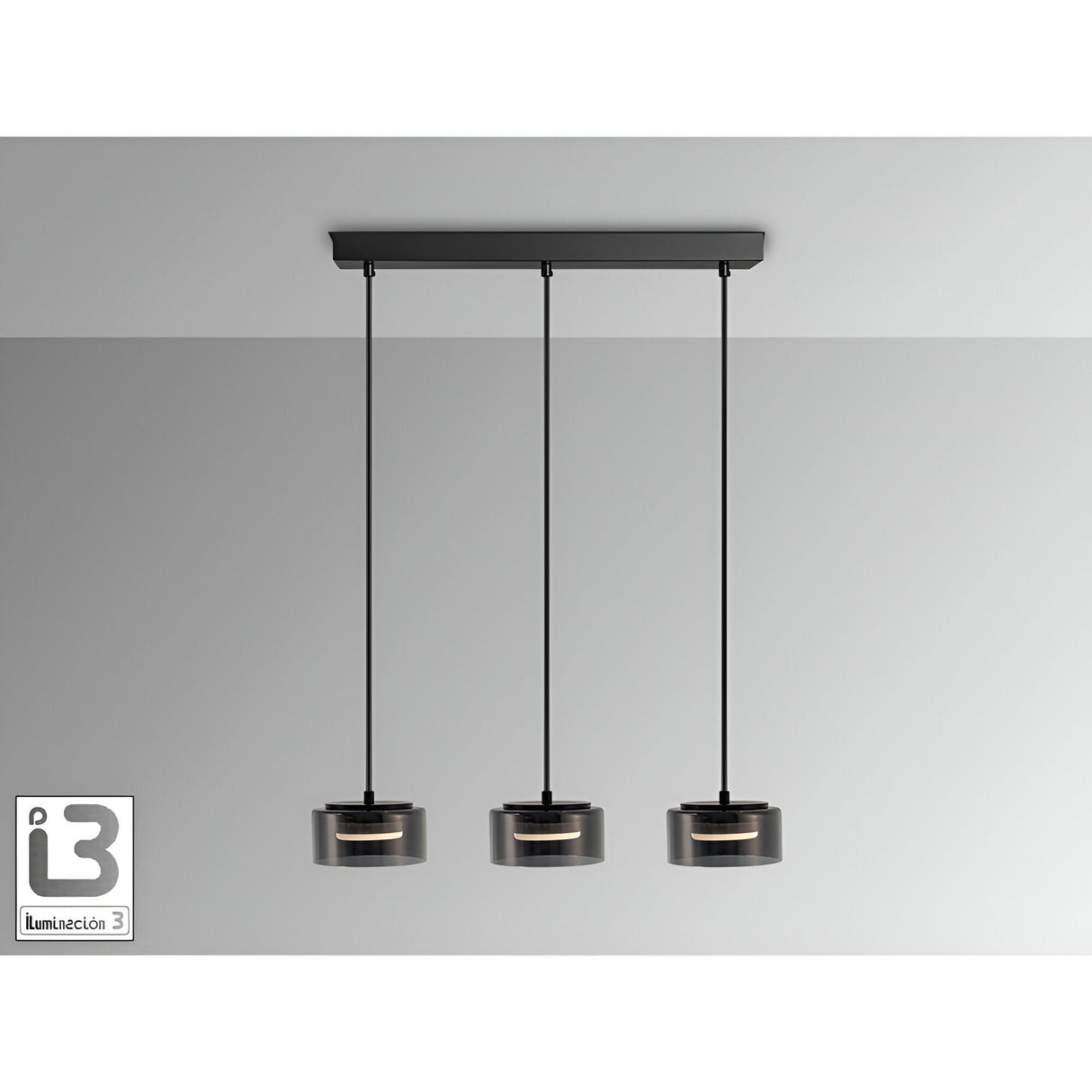 I3 - Olaia 5 Light Glass Bar Pendant - Smoked Black