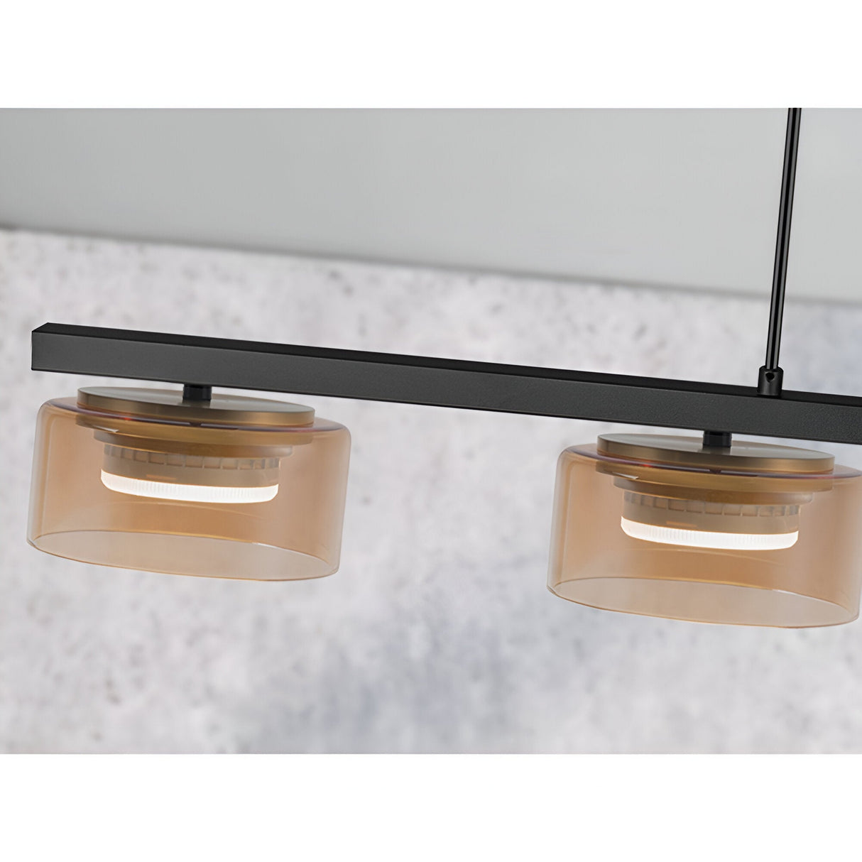 I3 - Olaia 4 Light Island Suspension - Black/Amber