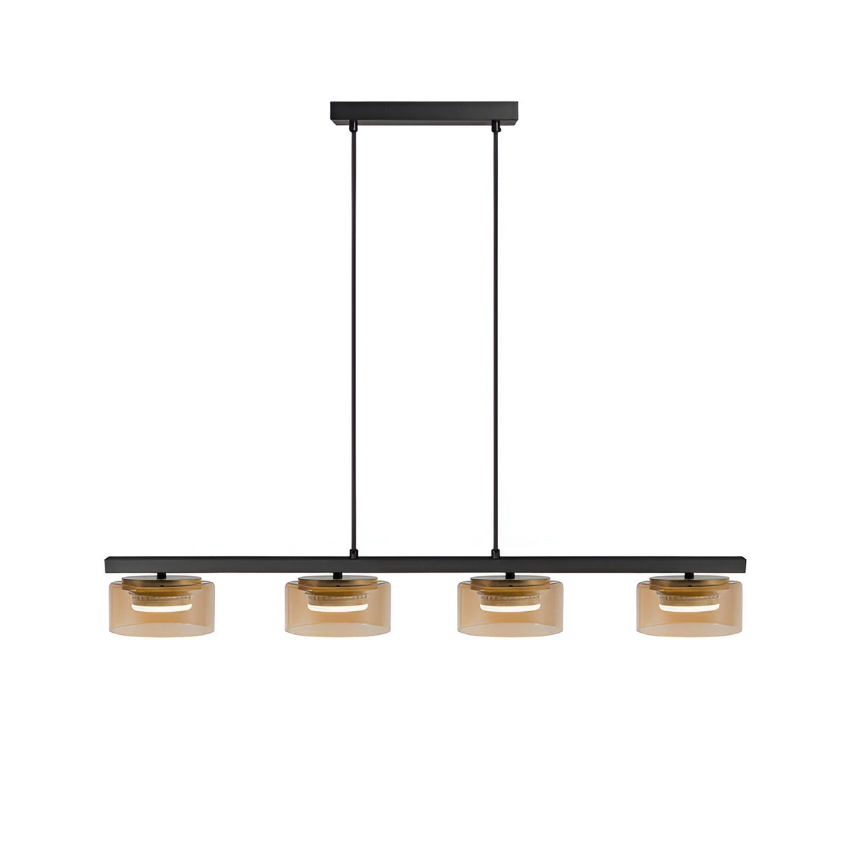 I3 - Olaia 4 Light Island Suspension - Black/Amber