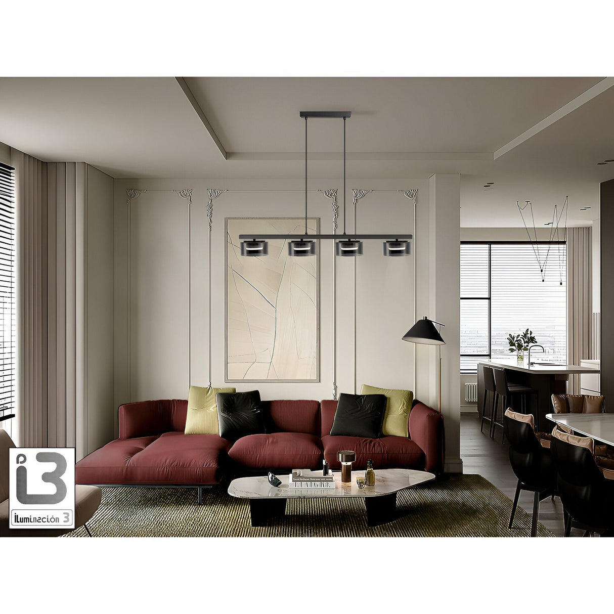 I3 - Olaia 4 Light Island Suspension - Matte Black