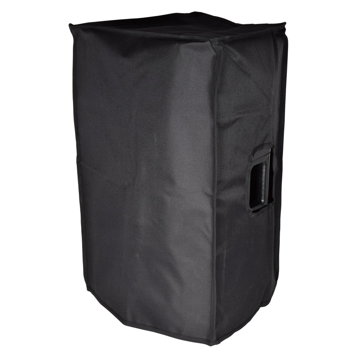 The Citronic CASA-12 Speaker Slip Cover is a black rectangular cover featuring a handle opening on one side, specifically designed to fit over and protect PA cabinets. It appears durable and water-resistant, offering excellent dust and impact protection.