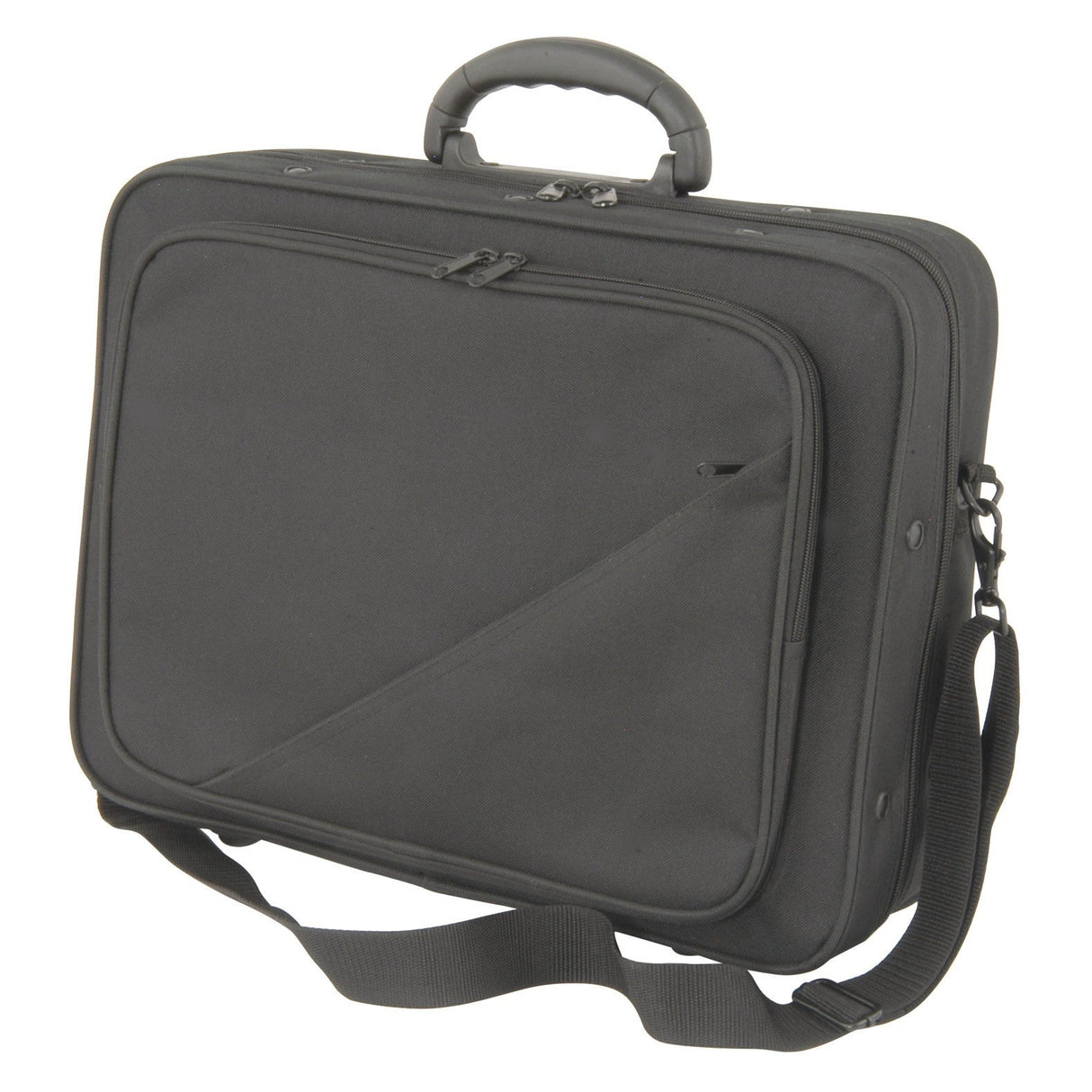 The Chord Wireless Microphone Transit Bag is designed in a sleek, professional style with a convenient portable handle and shoulder strap. It includes multiple zipped compartments and a segmented foam interior to ensure secure storage.