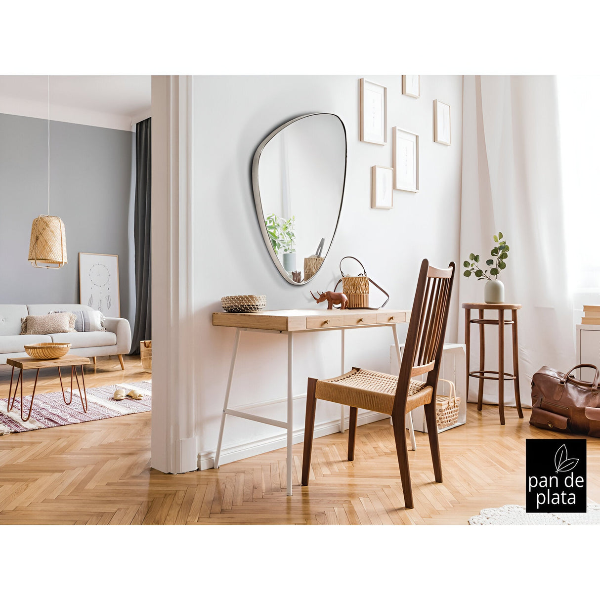 Orio Asymmetrical Wall Mirror Silver – 84x55cm