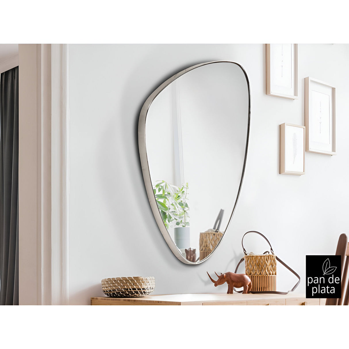 Orio Asymmetrical Wall Mirror Silver – 84x55cm