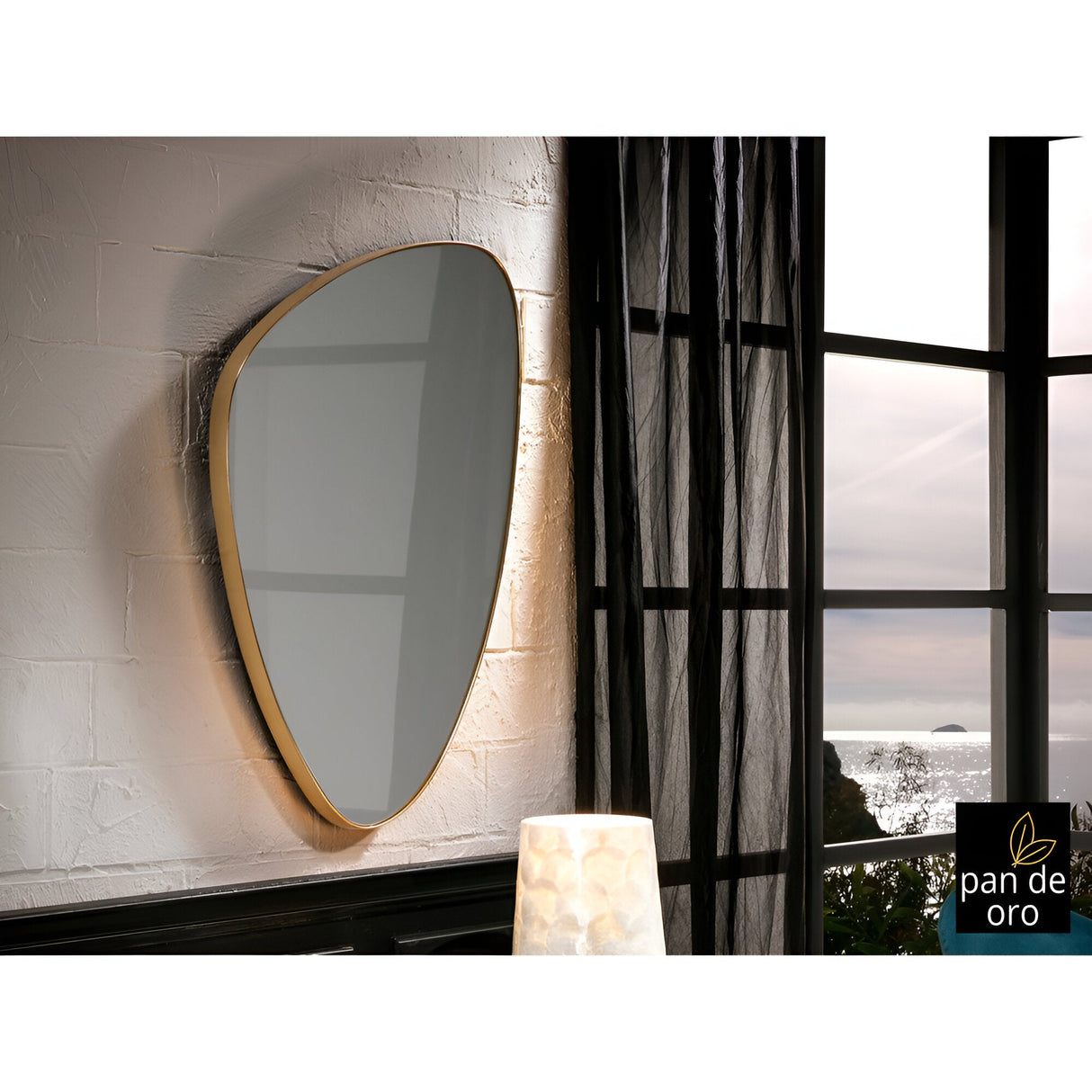 Orio Asymmetrical Wall Mirror Gold – 84x55cm
