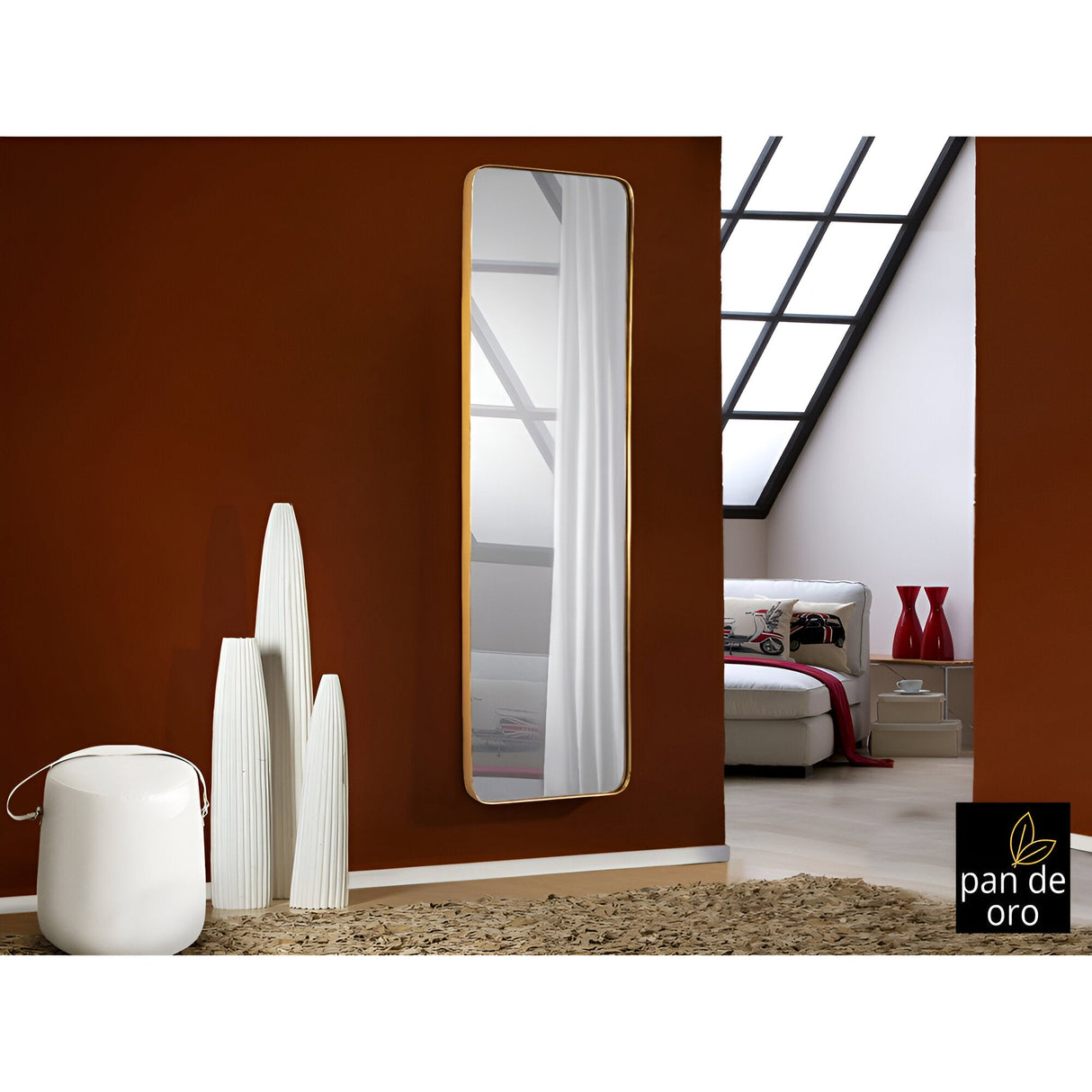 Orio Rectangular Wall Mirror Gold – 165x50cm