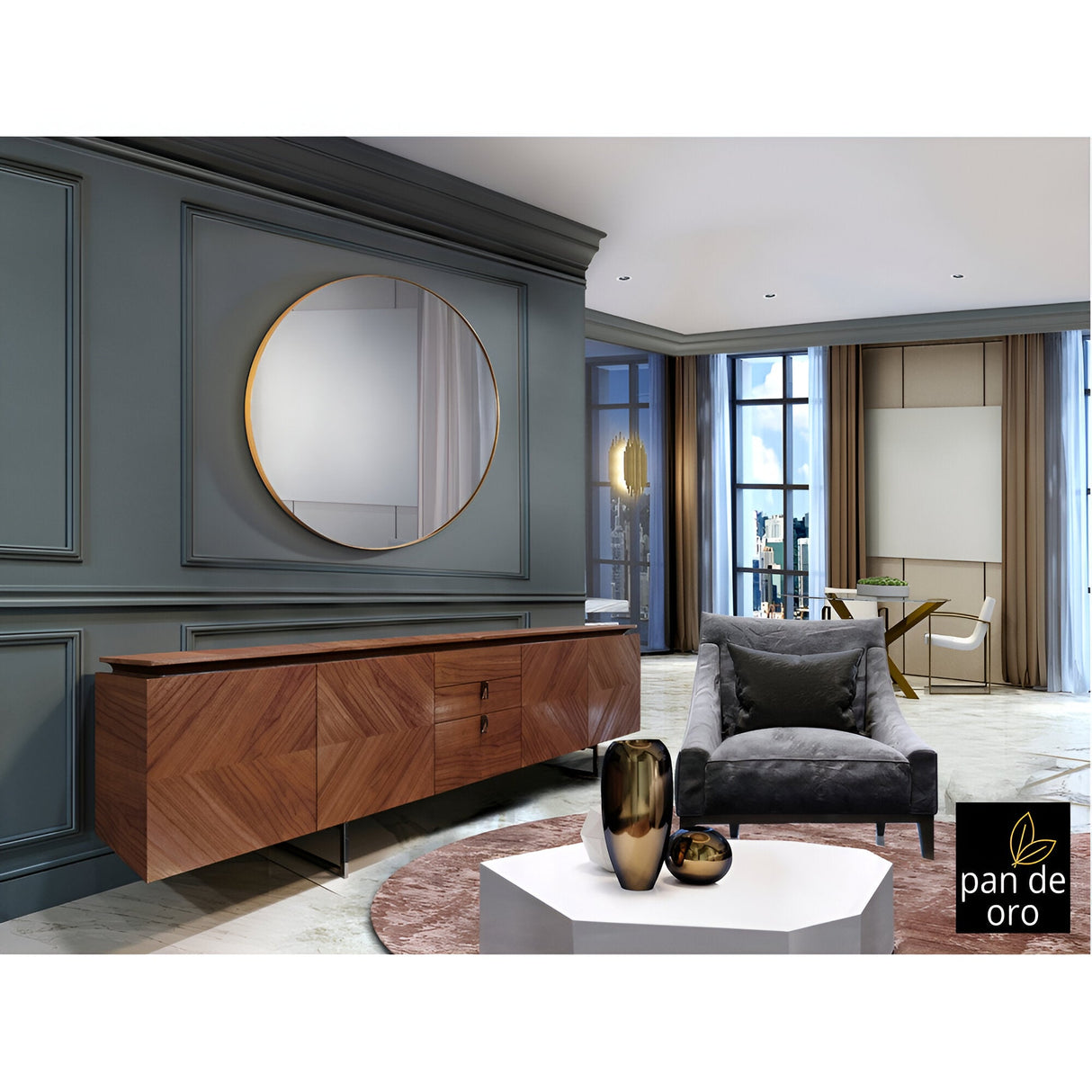 Orio Round Wall Mirror Gold – 120cm