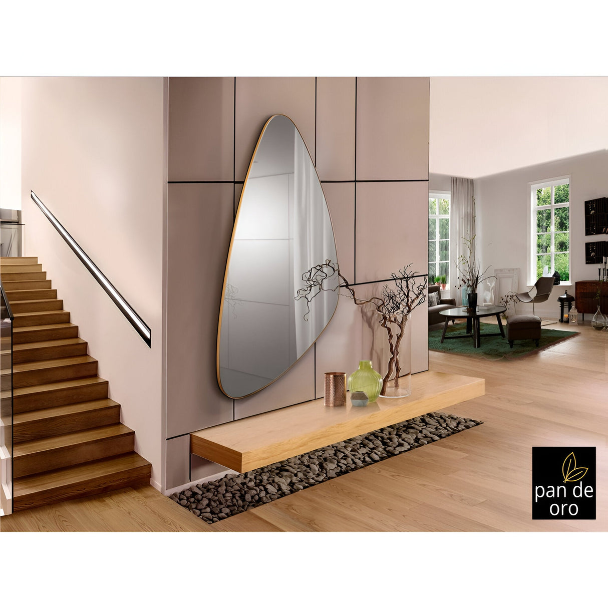 Orio Asymmetrical Wall Mirror Gold – 165x85cm