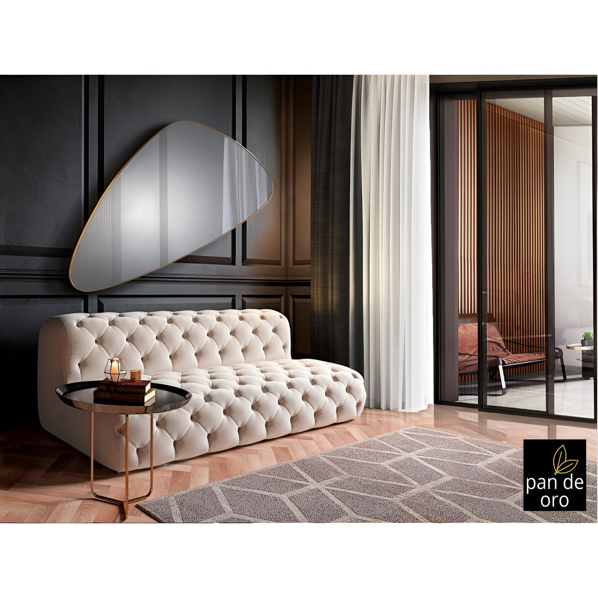 Orio Asymmetrical Wall Mirror Gold – 165x85cm