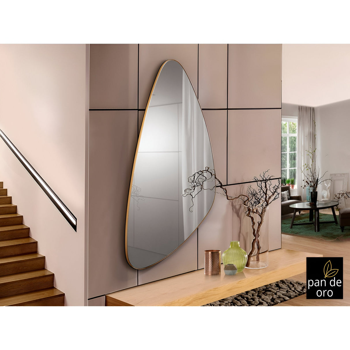 Orio Asymmetrical Wall Mirror Gold – 165x85cm