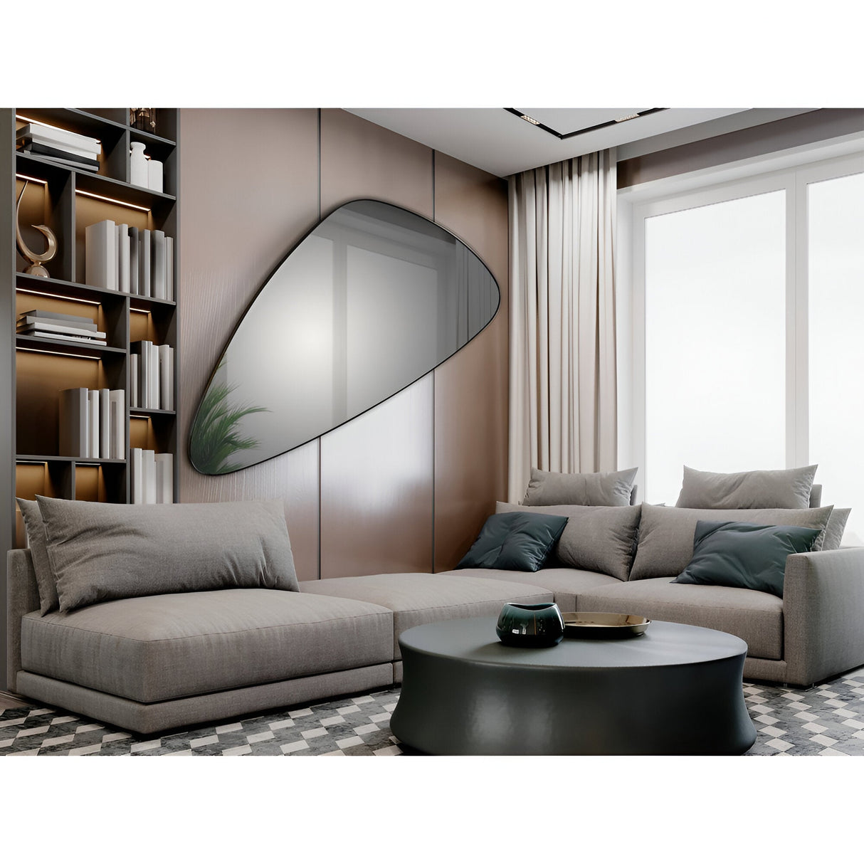 Orio Asymmetrical Wall Mirror Black – 165x85cm