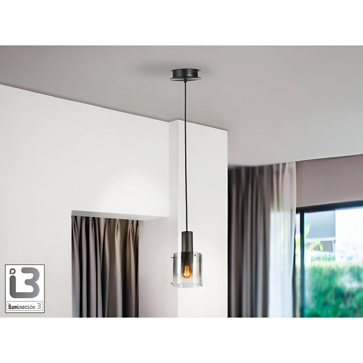 Venize 1 Light Glass Pendant - Smoked Black