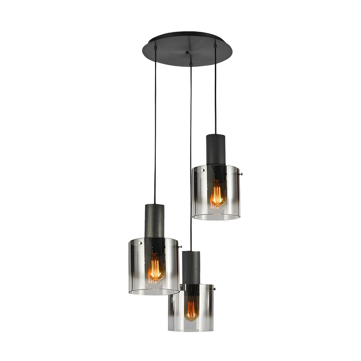 I3 - Venize 3 Light Glass Cluster Pendant Light - Smoked Black