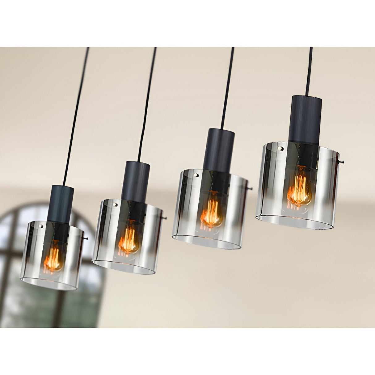I3 - Venize 5 Light Glass Bar Pendant - Smoked Black