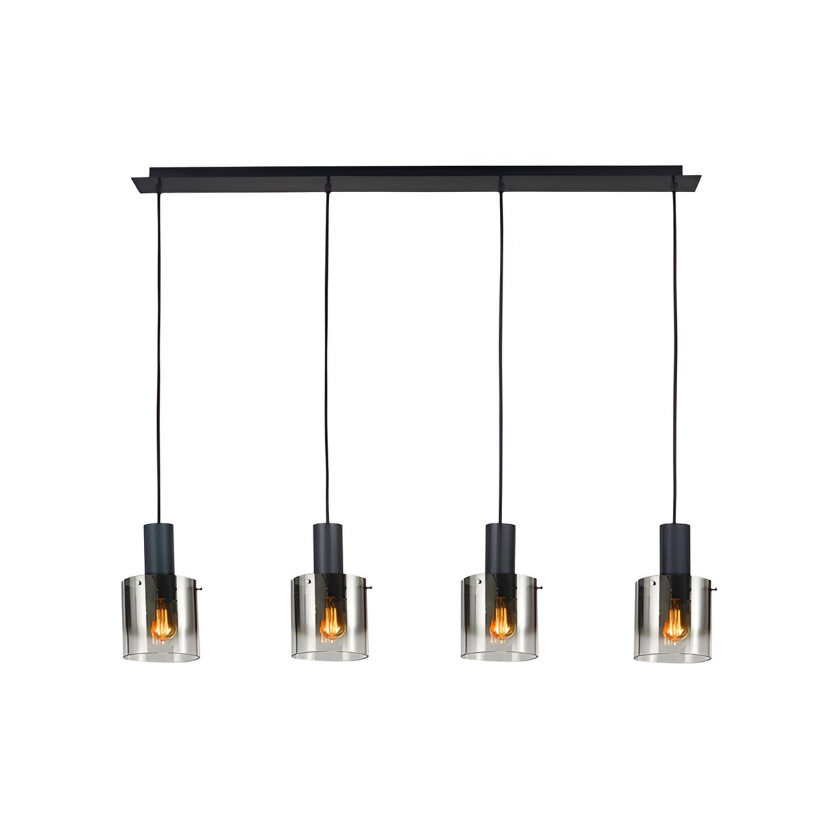 I3 - Venize 5 Light Glass Bar Pendant - Smoked Black