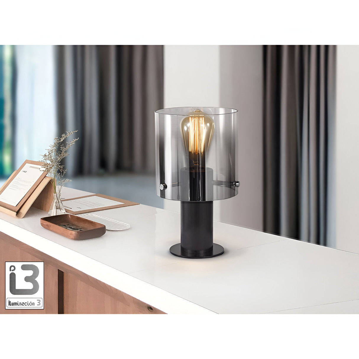 Venize Table Lamp - Smoked Black Smoke