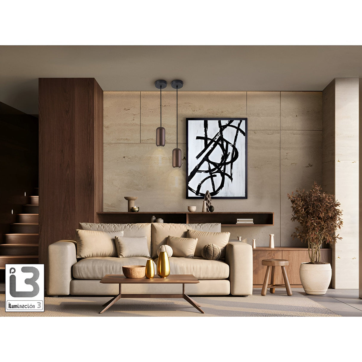 Nimes 1 Light Pendant - Black/Brown