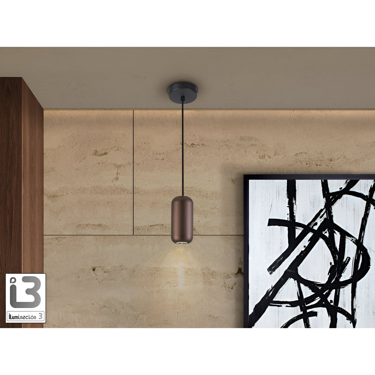 Nimes 1 Light Pendant - Black/Brown